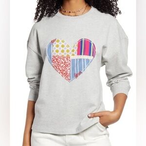 BP Grey Patchwork Heart Crewneck sz 1X